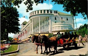 Worlds Largest Summer Grand Hotel Mackinac Island Michigan MI Tourist Postcard 