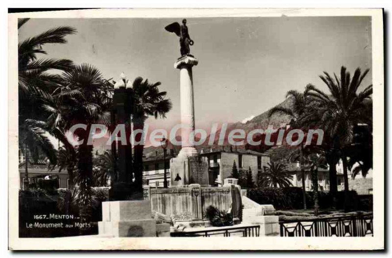 Old Postcard Menton The War Memorial