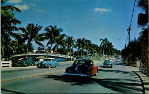 Vtg Fort Lauderdale Florida Las Olas Boulevard Street View Old Cars Postcard