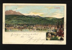 073811 SWITZERLAND Luzern Vintage lithograph real posted PC