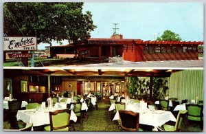 Vtg Mt Pleasant Michigan MI The Embers Reataurant Exterior Dining Room Postcard