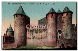 Old Postcard Carcassonne Castle and the Tower of Justice