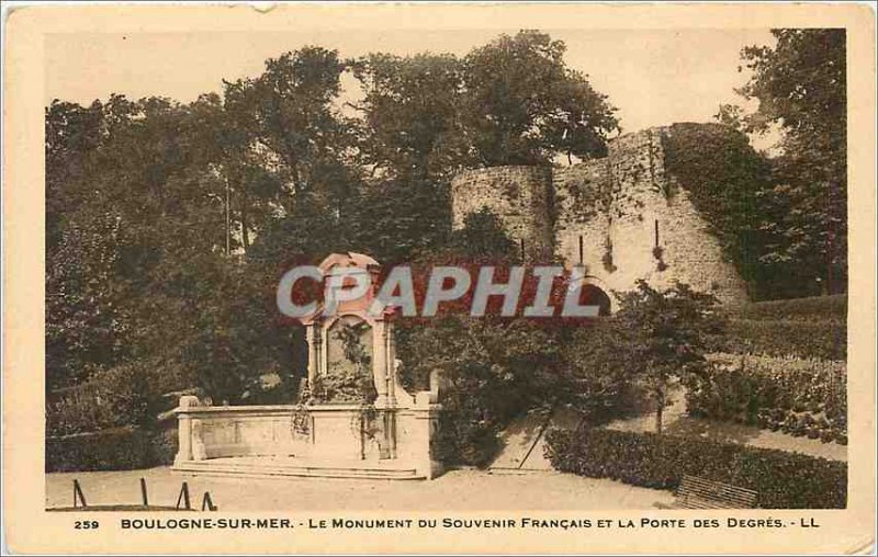Old Postcard Boulogne sur Mer Remembrance French Monument and the Gate of Deg...