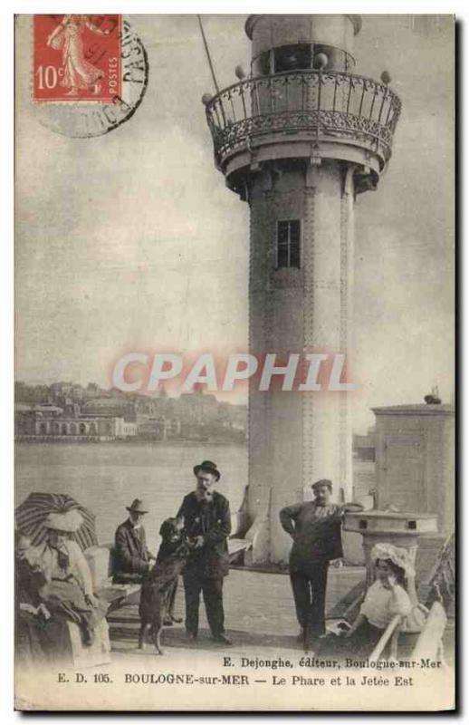 Old Postcard Lighthouse and jetty East Boulogne sur Mer