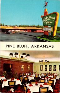 Pine Bluff, AR Arkansas HOLIDAY INN MOTEL~Red Coals Restaurant ROADSIDE Postcard