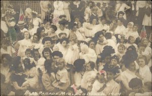MIDLAND BEACH STATEN ISLAND NY Baby Parade American Flags Antique RPPC