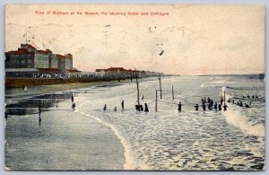 K25/ Virginia Beach Postcard c1910 Hotel and Cottages Bathers 223