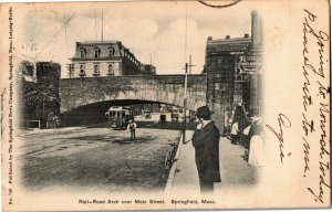 Railroad Arch Over Main St Springfield MA c1905 Undivided Back Vtg Postcard W07