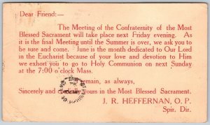 Postal Stationery Osterville Massachusetts c1922 Holy Communion Invite to Quebec