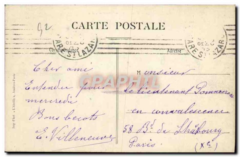 Postcard Old Cemetery of Asnieres Allee Dogs Main