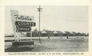 Fulleton Motor Court roadside Independence Missouri 1950s Postcard 3352