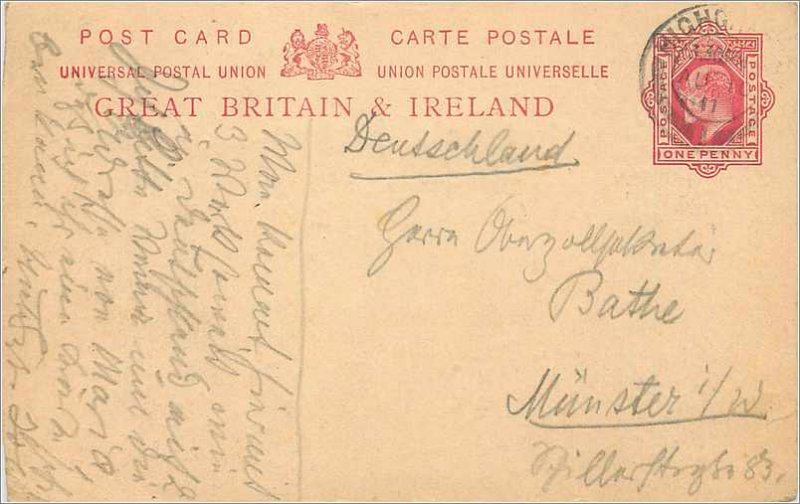 Entier Postal Stationery 1p 1911 for Munster