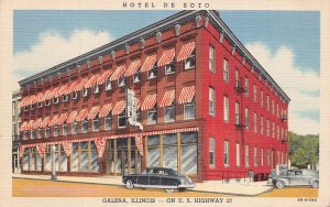 GALENA ILLINOIS IL~HOTEL DE SOTA-U S HIGHWAY 20~1948 POSTCARD