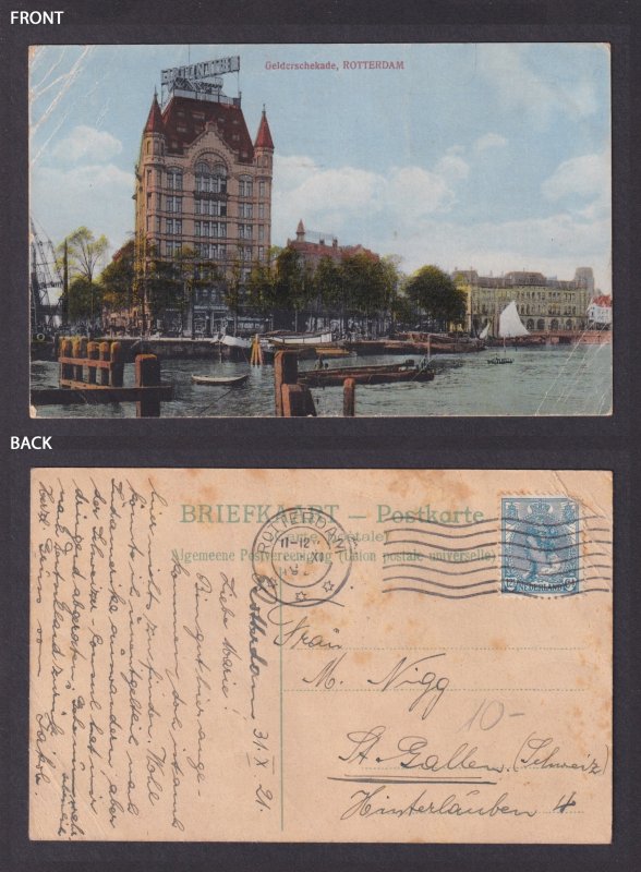 Vintage Postcard Netherlands Rotterdam Witte Huis 1921
