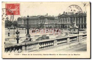 Old Postcard Paris Square Navy Concorde Guard Cabinet and Ministry