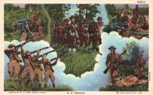 Vintage Postcard U. S. Infantry Military Troops Marine U. S. Navy Series Soldier