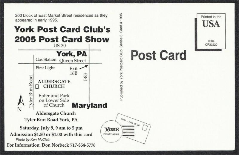 York PA East Market Street in 1995 Postcard