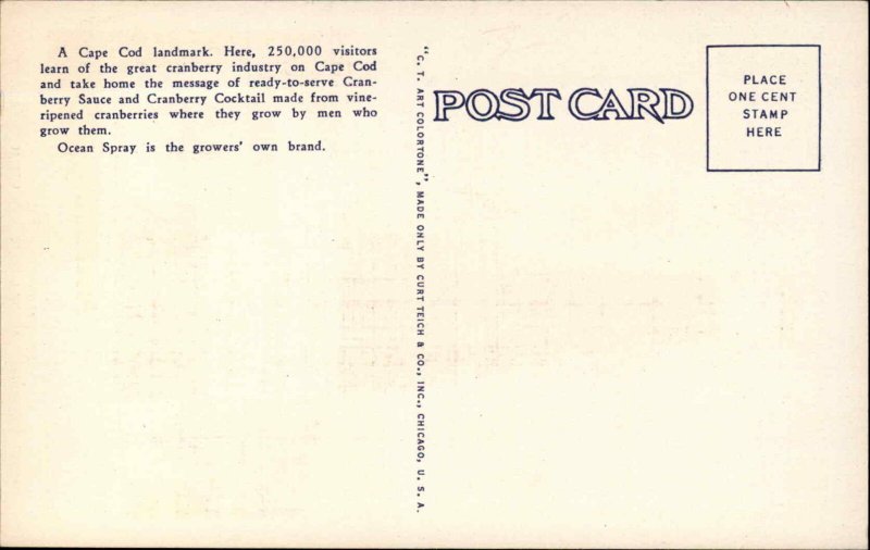 Onset Cape Cod MA Cranberry Giant Bottle Linen Advertising Postcard