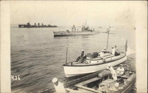 US Navy Multiple Boats Ships #s on Side 32/40 Real Photo Postcard c1910