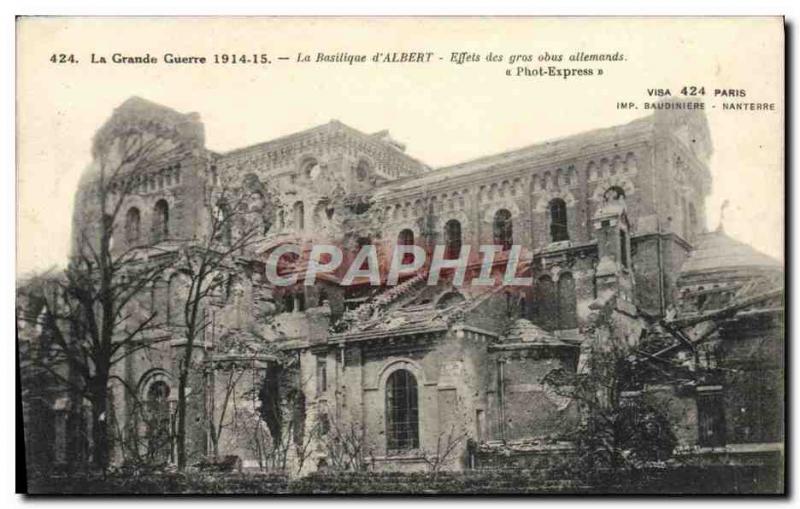 Old Postcard The Great War Basilica D & # 39Albert Effects Of Big Obus German...