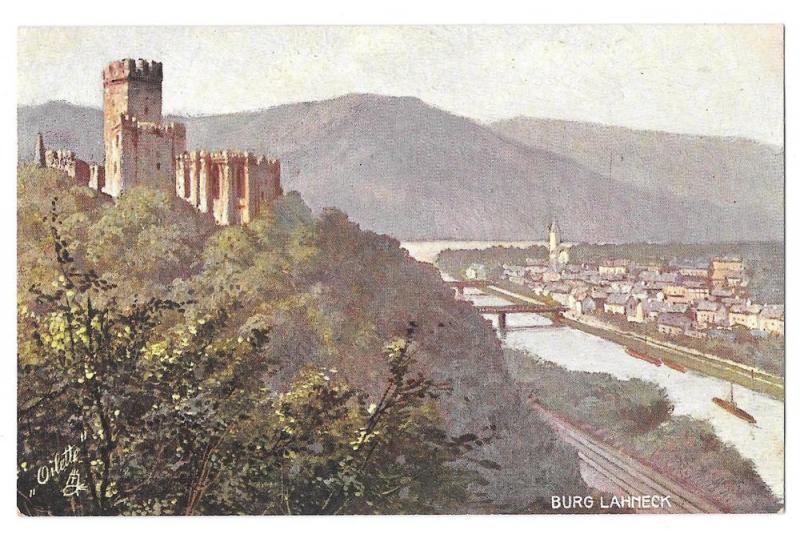 Castle Burg Lahneck Tuck Rheinburgen Oilette Series Postcard