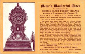 Illinois Chicago German Black Forest Village Meier's Wonderful Clock 193...