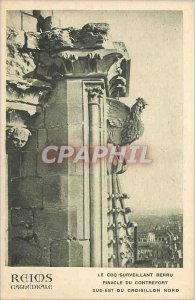 Old Postcard Reims Cathedral Rooster Supervisor Berru Pinnacle Buttress of So...