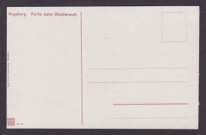 Augsburg Germany Oblatterwall moat tower swans boats 1910s vintage postcard