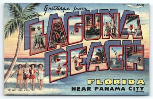 1947 LAGUNA BEACH FLORIDA PANAMA CITY GREETINGS LARGE LETTER POSTCARD P3344
