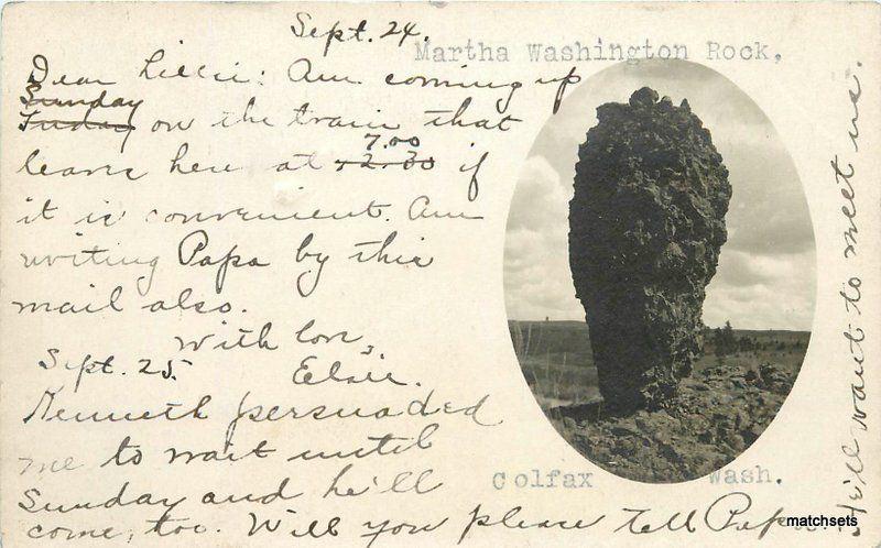 1907 Colfax Washington Martha Washington Rock RPPC real photo postcard 7086