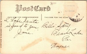 c 1910 Green Coat Santa St Nick Smoking Pipe Kathryn Eilliott Signed Postcard