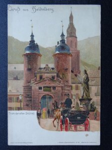 Germany GRUB AUS HEIDELBERG - THOR DER ALTEN BRÜCKE c1905 Lithograph UB Postcard