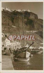 Modern Postcard Santorini Port and view Fira Baetau