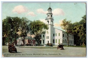 1910 1st Unitarian Church Parsons Memorial Library View Kennebunk ME Postcard