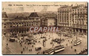 Old Postcard Brussels Gare du Nord and panoramic view of the St. Mary & # 39e...