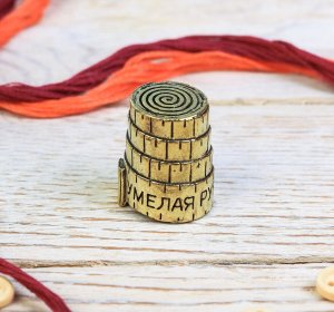 Thimble SEWING RULER Needlework Solid Brass Metal Russian Souvenir Collection