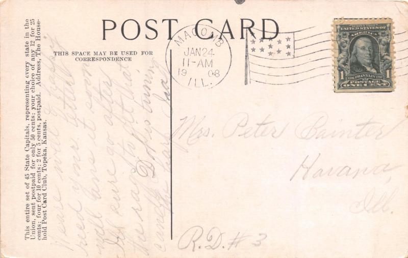 BOISE IDAHO THE STATE CAPITOL~HOUSEHOLD POST CARD CLUB TOPEAKA KS POSTCARD 1908