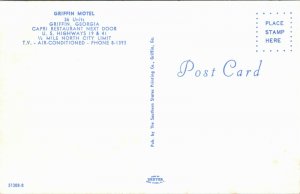 Postcard GA Griffin Griffin Motel and Capri Restaurant Highways 19 & 41 1960s J2