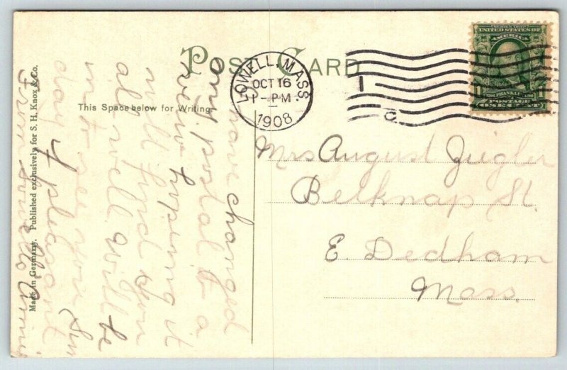 South Common  Lowell  Massachusetts  Postcard  1908
