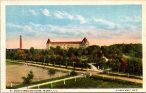 St Marys Mission House Techny Illinois Aerial View Scenic WB Postcard 