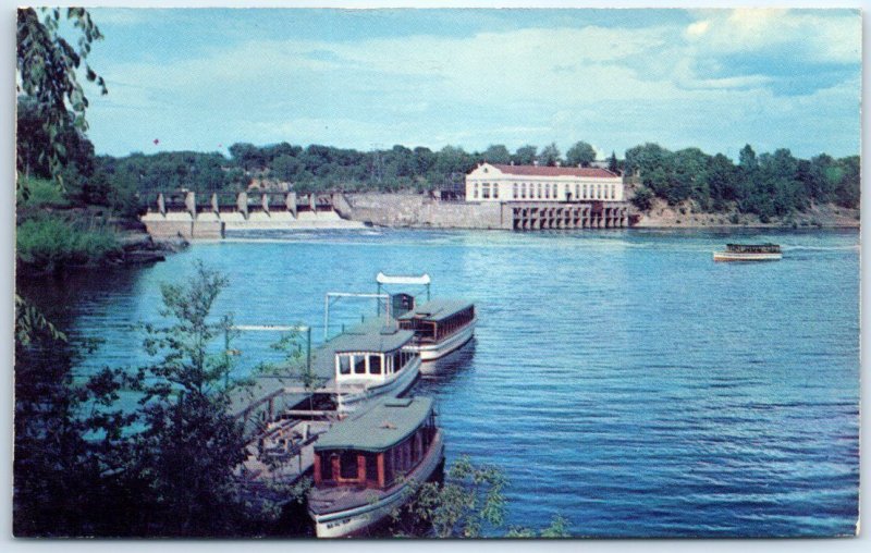 Lower Dells Boat Docks with Dam and Power House, Wisconsin Dells, Wisconsin