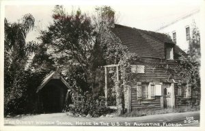 Cline RPPC 2-D-132 Oldest Wooden School House in the US, St. Augustine FL