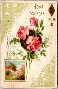 Best Wishes With Roses 1910