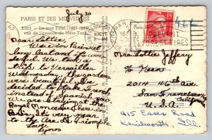 1949   Eiffel Tower   Paris France  Postcard