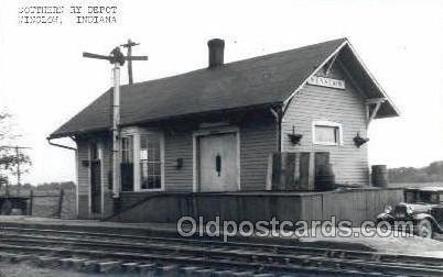 Southern RY Depot, Winslow, IN, USA Kodak Real Photo Paper Train Railroad Sta...