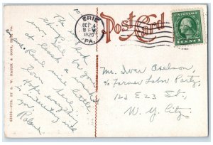 c1920 Exterior View US Post Office Building Streetcar Erie Pennsylvania Postcard