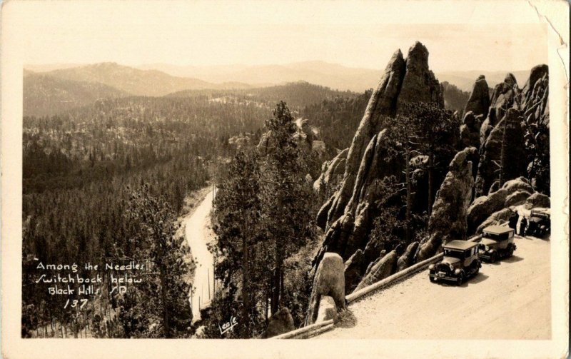 Postcard SD Among The Needles Switchbacks Black Hills South Dakota RPPC