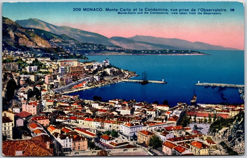 Monte Carlo Et La Condamine Vue Prise De L'Observatorie Monaco Postcard