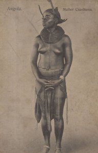 Angola Mulher Cuanhama Risque Woman African Antique Postcard