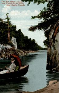 Row Boating, The Rift, 1000 Islands Canada Pre Linen Vintage Postcard F10